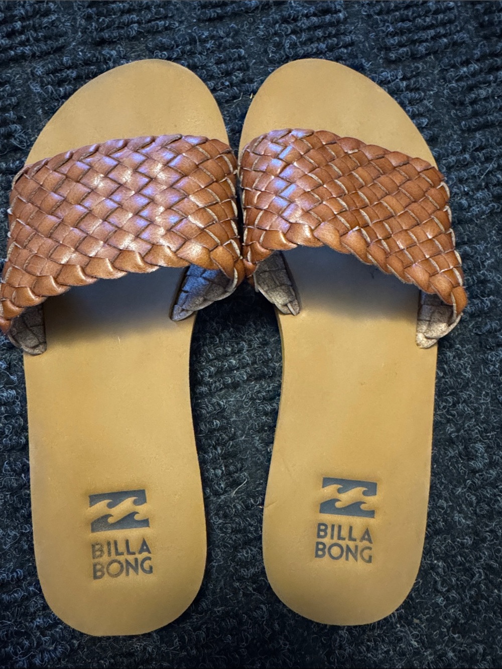 Billabong Women’s Tan Brown Braided Slide Sandals